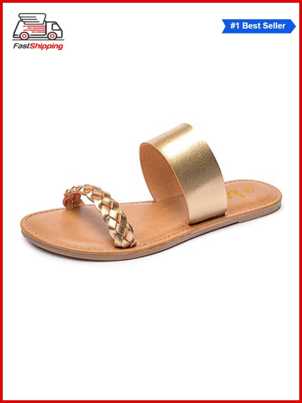 Women's Braided Slide Sandals Open Toe Two Band Slip On Flat Summer Sandals
